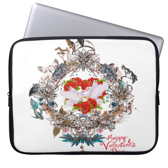 Fijne valentijnsdag laptop sleeve (Voorkant)