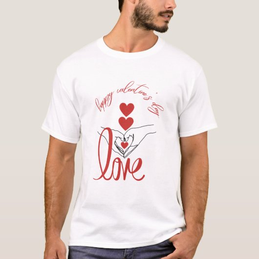 Fijne Valentijnsdag - Liefde - hart en handen T-shirt (Voorkant)