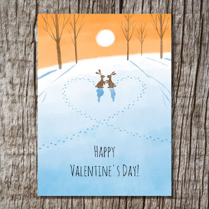 Fijne Valentijnsdag Liefdeskonijn Aquarel Hart Feestdagenkaart