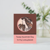 Fijne Valentijnsdag Lieve vriend Mucha Pink Feestdagenkaart (Staand voorkant)