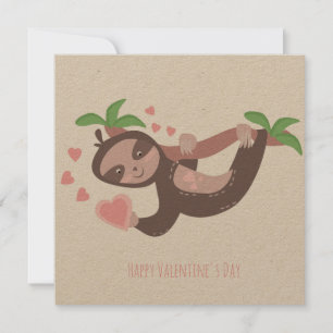 Fijne Valentijnsdag Luiaard Hartjes Illustratie  C Kaart