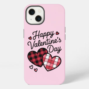 Fijne Valentijnsdag Luipaard Geruite Liefde Hart iPhone 13 Hoesje