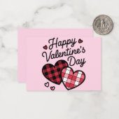 Fijne Valentijnsdag Luipaard Geruite Liefde Hart Notitiekaartje (Voorkant / Achterkant in situ)