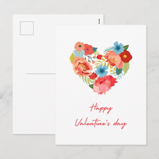 Fijne Valentijnsdag met bloemen kleurrijk Feestdagenkaart (Voorkant / Achterkant)