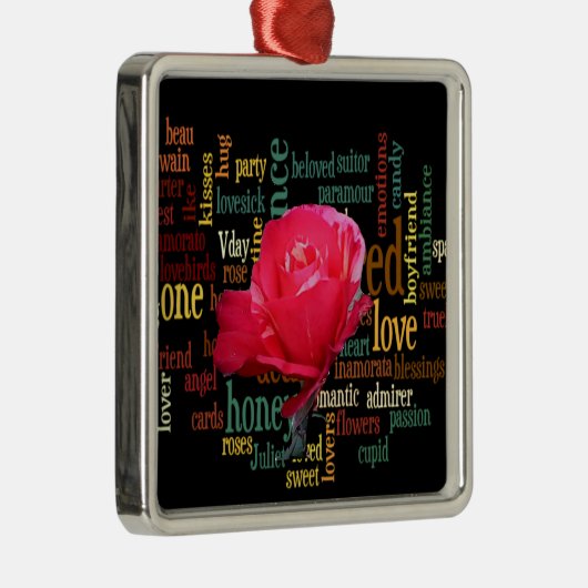 Fijne Valentijnsdag met elegante rode rozen Metalen Ornament (Rechts)