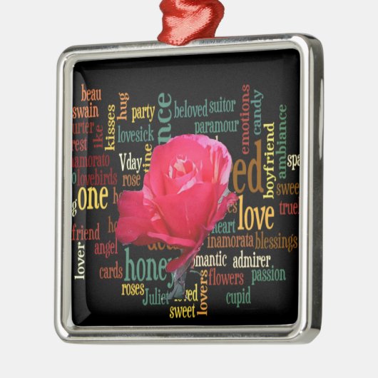 Fijne Valentijnsdag met elegante rode rozen Metalen Ornament (Links)