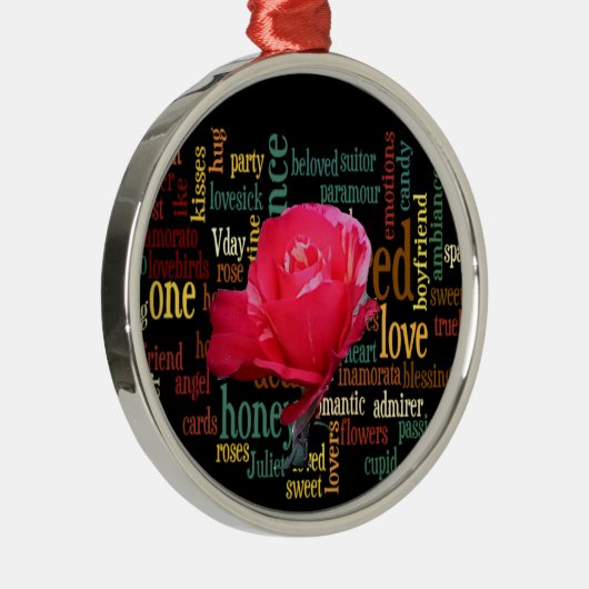 Fijne Valentijnsdag met elegante rode rozen Metalen Ornament (Rechts)