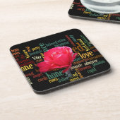 Fijne Valentijnsdag met elegante rode rozen Onderzetter (Linkerzijde)