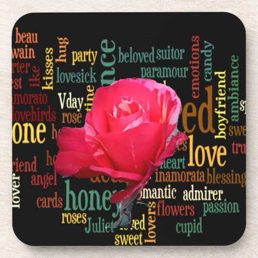 Fijne Valentijnsdag met elegante rode rozen Onderzetter (Voorkant)