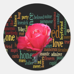 Fijne Valentijnsdag met elegante rode rozen Ronde Sticker