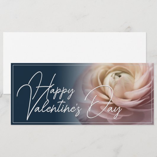 Fijne Valentijnsdag met grote roze roze roos (Voorkant / Achterkant)