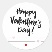 Fijne Valentijnsdag met hart op lijnen Ronde Sticker (Voorkant)
