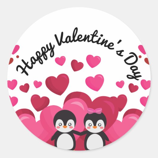 Fijne Valentijnsdag met hart Ronde Sticker (Voorkant)