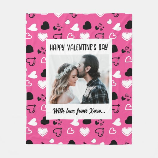 Fijne Valentijnsdag met liefde Fleece Deken (Voorkant)