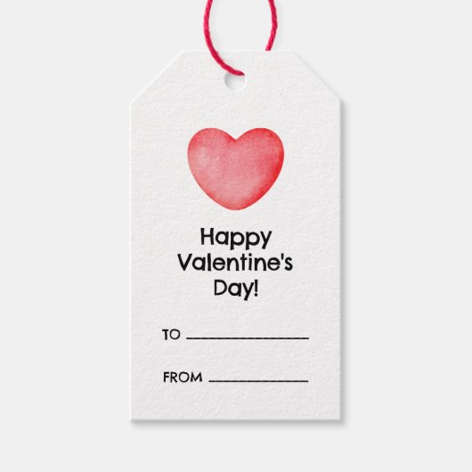 Fijne Valentijnsdag met roze hart Cadeaulabel (Voorkant)