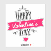 Fijne Valentijnsdag met roze hart Sticker (Vel)