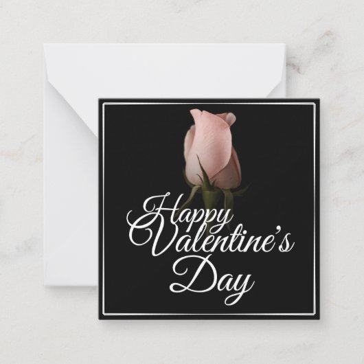 Fijne Valentijnsdag met roze roze roos Notitiekaartje (Voorkant)