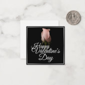 Fijne Valentijnsdag met roze roze roos Notitiekaartje (Voorkant / Achterkant in situ)