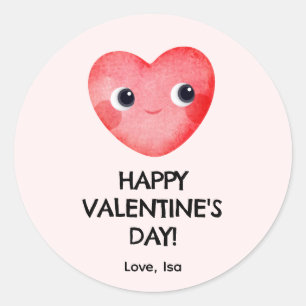 Fijne Valentijnsdag met schattig baby hart Ronde Sticker