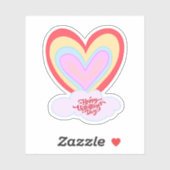 Fijne Valentijnsdag met schattig roze hart Sticker (Vel)