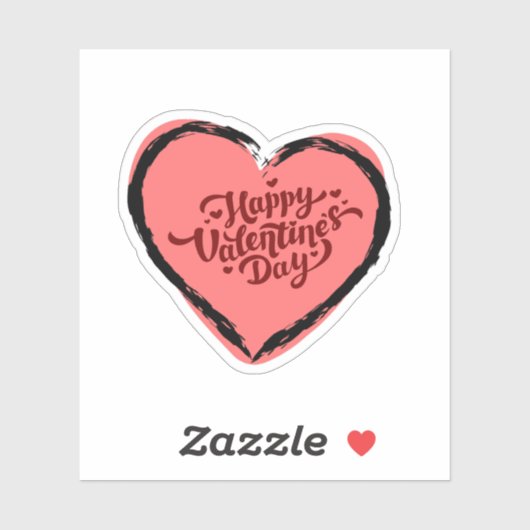 Fijne Valentijnsdag met schattige roze Sticker (Vel)