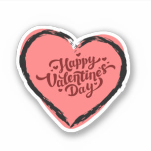 Fijne Valentijnsdag met schattige roze Sticker