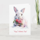 Fijne Valentijnsdag met Schattige White Bunny Rabb Kaart (Voorkant)