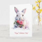 Fijne Valentijnsdag met Schattige White Bunny Rabb Kaart (Gele Bloem)