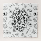 Fijne Valentijnsdag met zwarte tekst en schattige  Legpuzzel (Horizontaal)