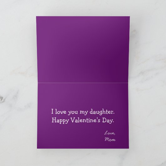 Fijne Valentijnsdag Mijn Dochter Tijger thema Kaart (Binnen)