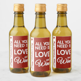 Fijne Valentijnsdag Mini Wine Label set Wijn Etiket