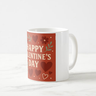 Fijne Valentijnsdag Mok – Rode Harten & Bloemen