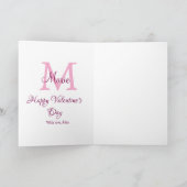Fijne valentijnsdag monogram roze naam liefde meis kaart (Binnen)