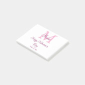 Fijne valentijnsdag monogram roze naam liefde meis post-it® notes (Schuin)