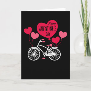Fijne Valentijnsdag Mooie Hart Ballonnen Fiets Kaart