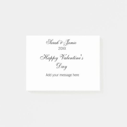 Fijne Valentijnsdag naam datum bericht eenvoudig e Post-it® Notes (Voorkant)