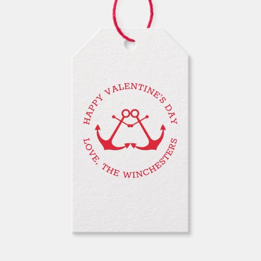 Fijne Valentijnsdag nautische ankers aangepast sch Cadeaulabel (Voorkant)