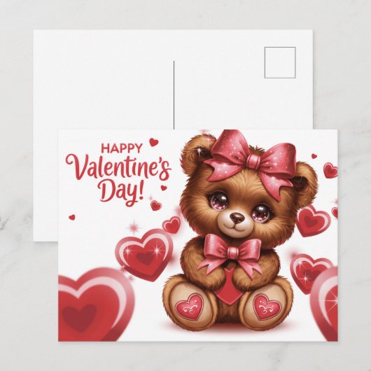 Fijne Valentijnsdag Ourson -8 Briefkaart (Voorkant / Achterkant)
