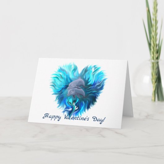 Fijne Valentijnsdag - Paar van dolfijnen Feestdagen Kaart (Voorkant)