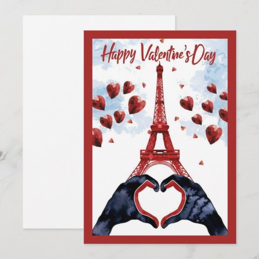 Fijne Valentijnsdag Parijs Feestdagenkaart (Voorkant / Achterkant)