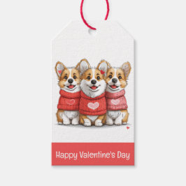 Fijne Valentijnsdag Pembroke Welsh Corgi Honden Cadeaulabel