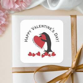 Fijne Valentijnsdag! Penguin en Red Heart Vierkante Sticker