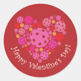 Fijne Valentijnsdag Pickleball Stijl Ronde Sticker