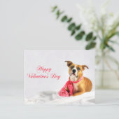 Fijne Valentijnsdag Pitbull Puppy Feestdagenkaart (Staand voorkant)