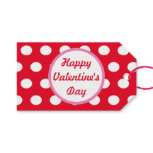 Fijne Valentijnsdag Polka Dot Gift Labels (rood)