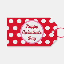 Fijne Valentijnsdag Polka Dot Gift Labels (rood) Cadeaulabel