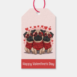 Fijne Valentijnsdag Pugs Cadeaulabel