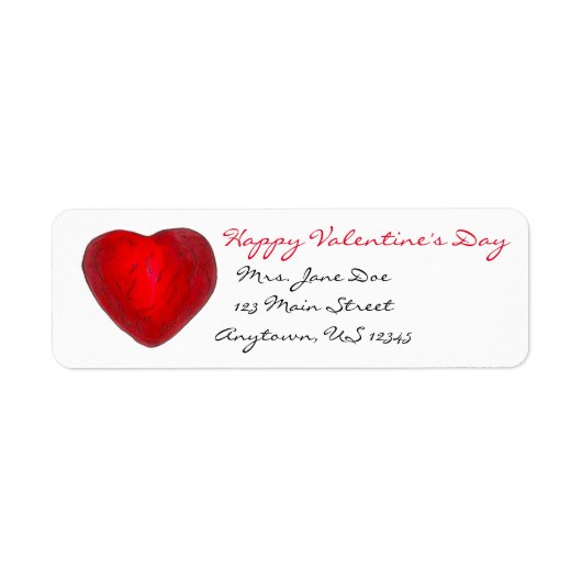 Fijne Valentijnsdag Red Heart Love Address Label (Voorkant)