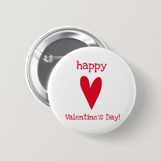 Fijne Valentijnsdag! Red Heart Ronde Button 5,7 Cm (Voorkant /achterkant)