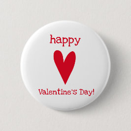 Fijne Valentijnsdag! Red Heart Ronde Button 5,7 Cm